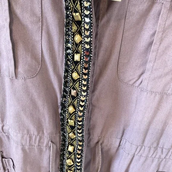 BNWT Innocence Clothing Women Dark Beige Embellished Border long Sleeve Jacket - Picture 6 of 12